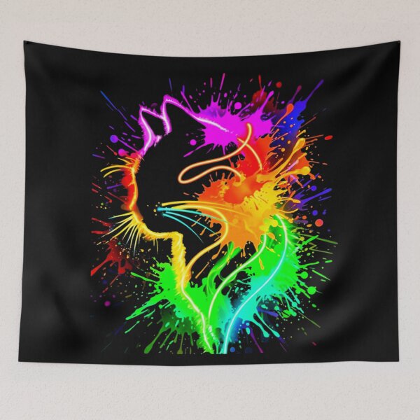 Item preview, Neon Rainbow Cat Splash Glowing Lines Sticker Arty designed and sold by ExploreAura Studio.