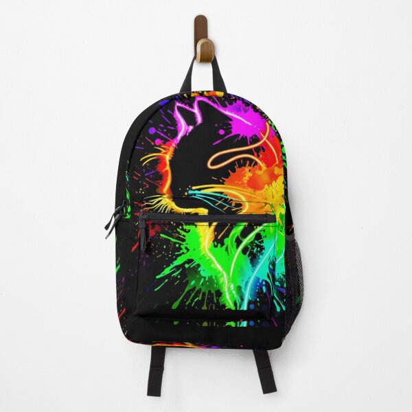 Item preview, Neon Rainbow Cat Splash Glowing Lines Sticker Arty designed and sold by ExploreAura Studio.