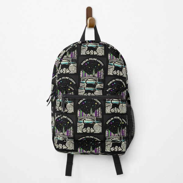 Item preview, "Dublin: Feline Lucky" Neon Ireland Black Cat Travel Art designed and sold by Cipher & Soul.