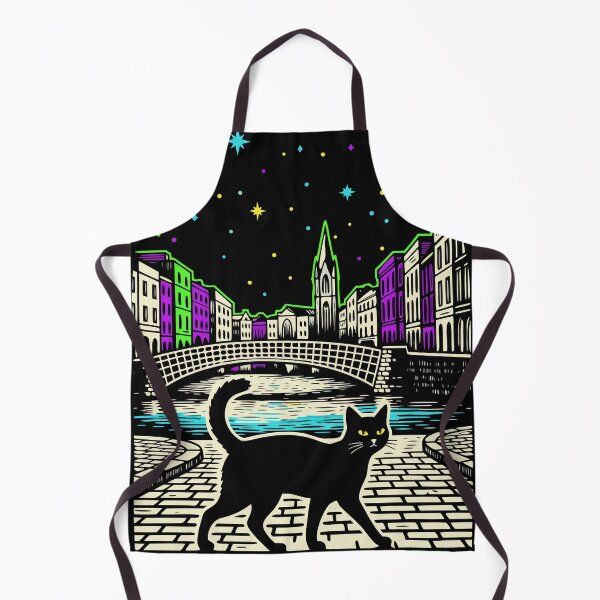Item preview, "Dublin: Feline Lucky" Neon Ireland Black Cat Travel Art designed and sold by Cipher & Soul.