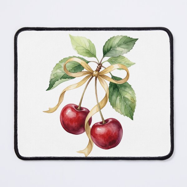 Item preview, Red cherries with yellow bow designed and sold by shellle in the ocean.