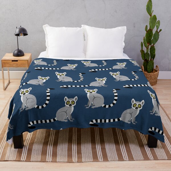 Item preview, Ring-tailed lemurs on navy blue designed and sold by Jennifer Ladd.