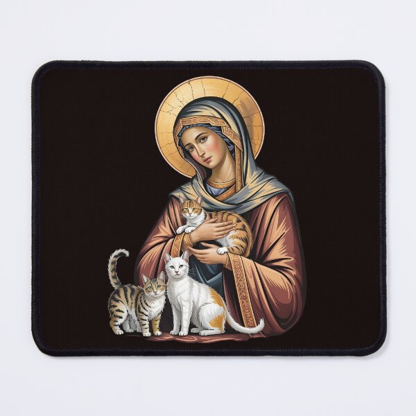Item preview, St Gertrude of Nivelles Shirt – Religious Cat Art for Catholic Cat Lovers & Cat Fans designed and sold by Redgiant87x.