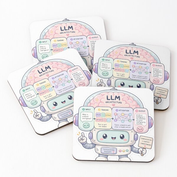 Item preview, LLM Architecture Diagram Minimal Tech Sticker designed and sold by Modefissi.