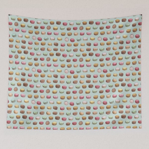 Item preview, Cute Hand Drawn Macaron French Pastry Pattern designed and sold by NicolasGlowArt.