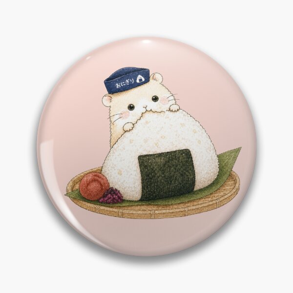 Item preview, Cute Hamster with Giant Japanese Onigiri Rice Ball designed and sold by tiny-hamu-life.