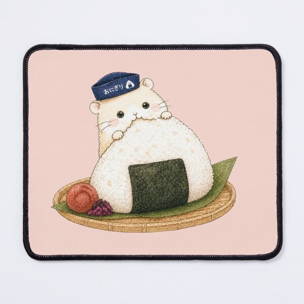 Item preview, Cute Hamster with Giant Japanese Onigiri Rice Ball designed and sold by tiny-hamu-life.