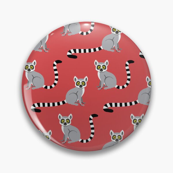 Item preview, Ring-tailed lemurs on coral red designed and sold by Jennifer Ladd.