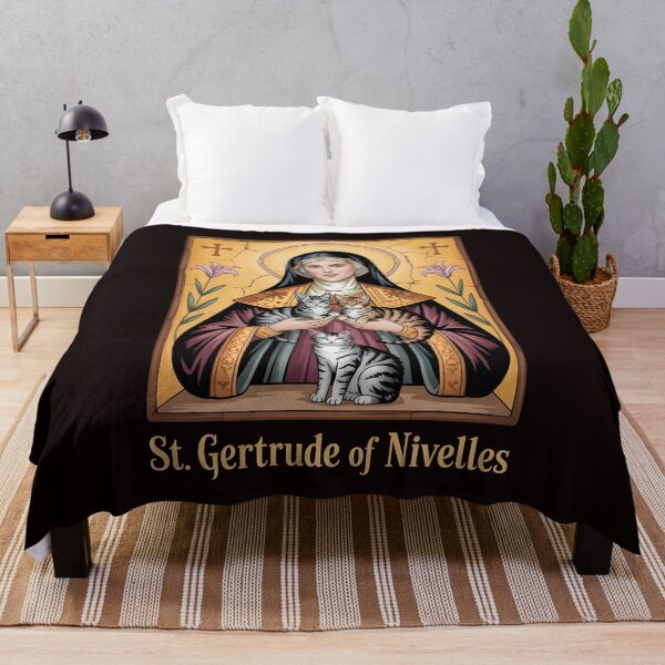 Item preview, St Gertrude of Nivelles Shirt – Religious Cat Art Inspired by Catholic Patron of Cats designed and sold by Redgiant87x.