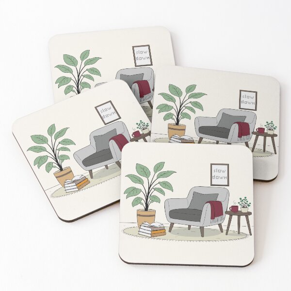 Item preview, Slow Down – Cozy Aesthetic Room Illustration for Calm & Relaxing Vibes designed and sold by a-journey.