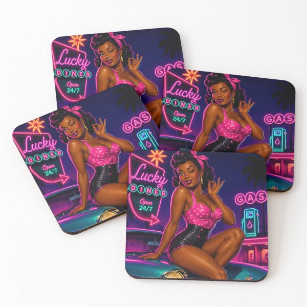 Item preview, Neon Diner Pin-Up – Retro 50s Night Vibes designed and sold by ITSimagination.