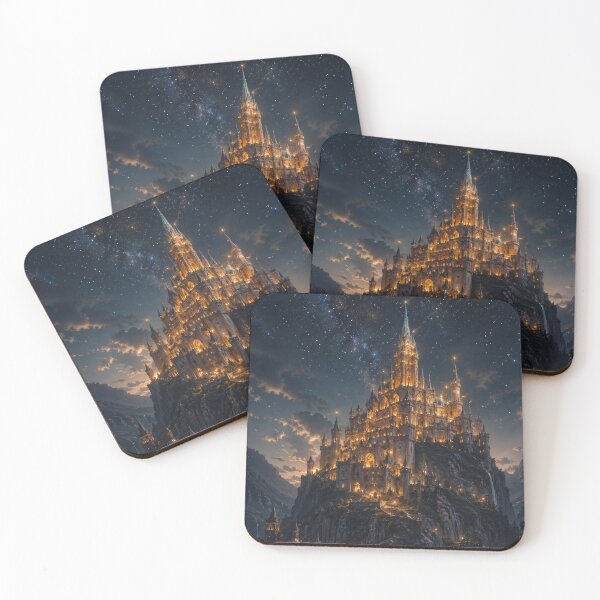 Item preview, Fantasy Castle at Night | Magical Kingdom Under Starry Sky designed and sold by DrakariArt.