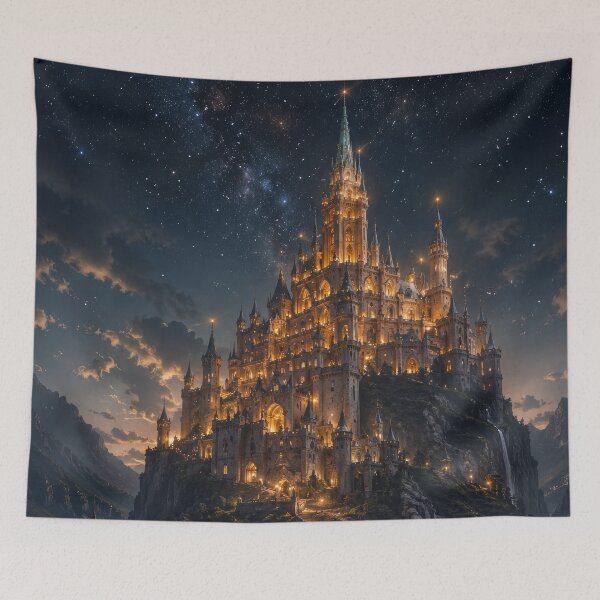 Item preview, Fantasy Castle at Night | Magical Kingdom Under Starry Sky designed and sold by DrakariArt.