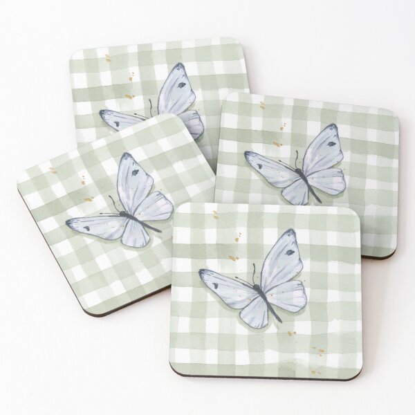 Item preview, Mariposa de cuadros verdes pintada con acuarela y gouache. designed and sold by Ellen Wilberg.