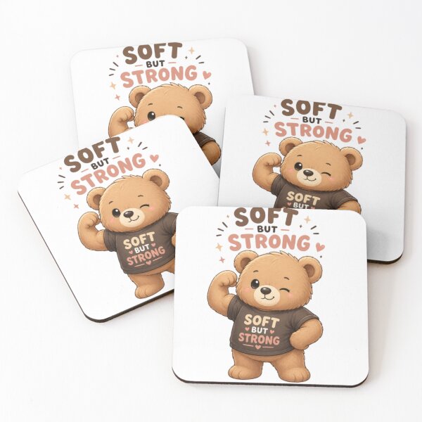 Item preview, Soft But Strong Bear Cute Kawaii Motivational Teddy Bear Sticker designed and sold by Cute-Corne.