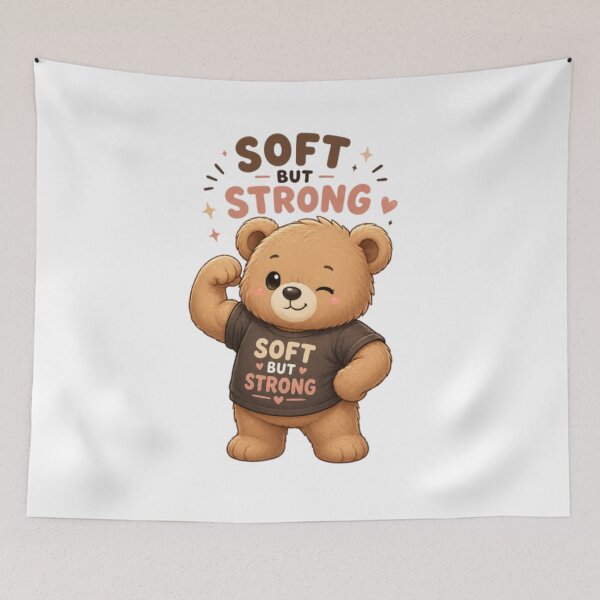Item preview, Soft But Strong Bear Cute Kawaii Motivational Teddy Bear Sticker designed and sold by Cute-Corne.