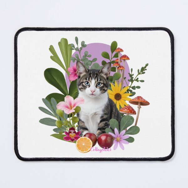 Item preview, Tabby Cat Floral Collage Tales | Cat Portrait Flowers Mushrooms Fruits Herbs Orchid Cat Lovers designed and sold by LisaTumi.art.