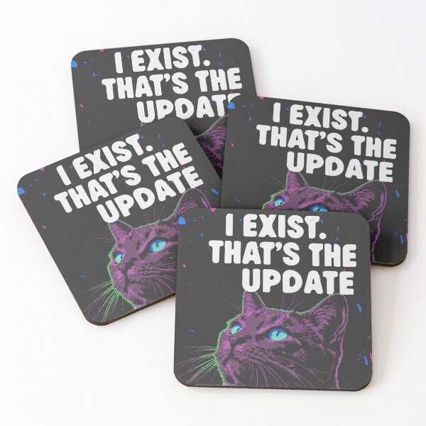 Item preview, "I Exist That's The Update" Funny Introvert Neon Cat Meme designed and sold by Cipher & Soul.