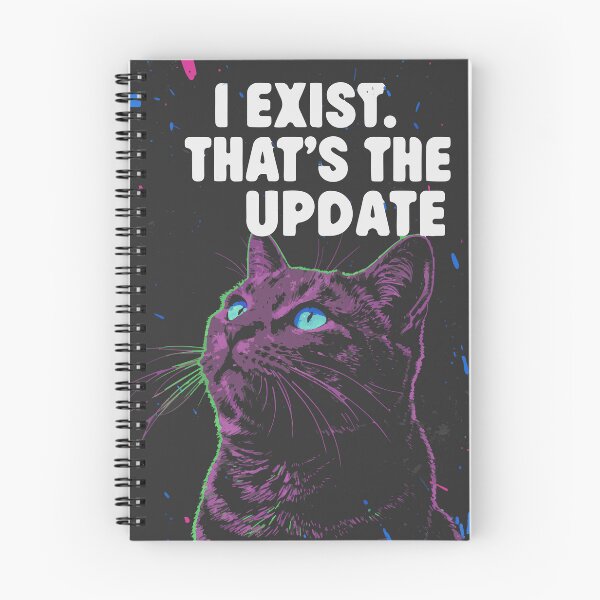 Item preview, "I Exist That's The Update" Funny Introvert Neon Cat Meme designed and sold by Cipher & Soul.
