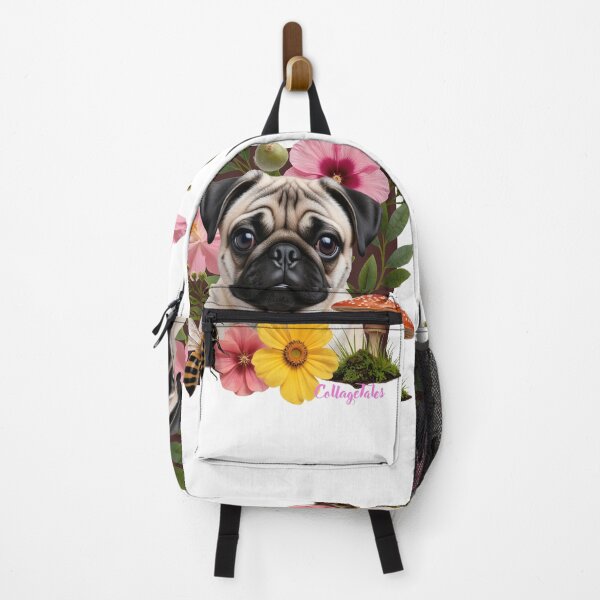 Item preview, Pug Floral Collage Tales | Dog Portrait Breed Bee Hibiscus Flowers Mushroom Herbs Dog Lovers designed and sold by LisaTumi.art.