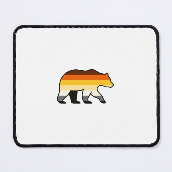 Item preview, Bear silhouette walking on all fours filled with Bear Brotherhood pride flag colors - horizontal stripes of dark brown, orange, golden yellow, tan, white, gray, and black_ in a modern vector art designed and sold by DecoDutra.