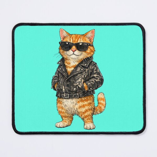 Item preview, Cool Orange Tabby Cat Wearing Black Leather Jacket designed and sold by Lion and Lamb Design.