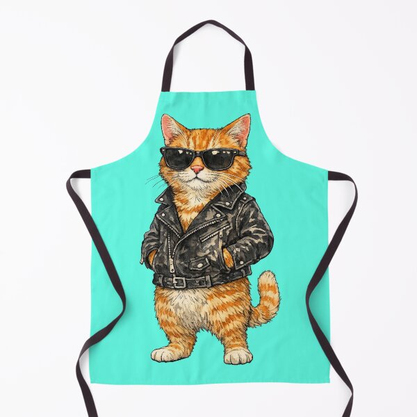 Item preview, Cool Orange Tabby Cat Wearing Black Leather Jacket designed and sold by Lion and Lamb Design.