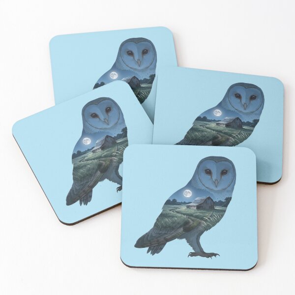 Item preview, Barn Owl Silhouette Moonlit Barn Field Double Exposure Scene designed and sold by BirdsnStuff.