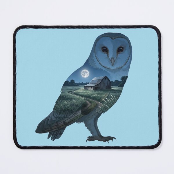 Item preview, Barn Owl Silhouette Moonlit Barn Field Double Exposure Scene designed and sold by BirdsnStuff.