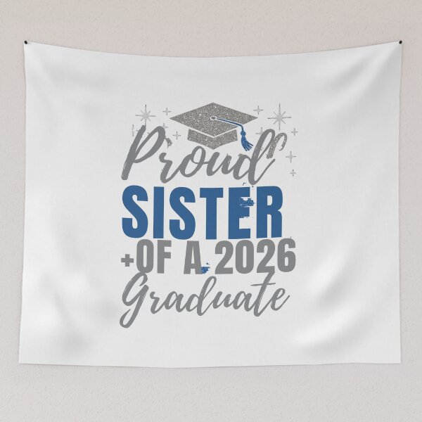 Item preview, Proud Sister of a 2025 Graduate | Blue & Silver Glitter Graduation Art designed and sold by YYoYY.