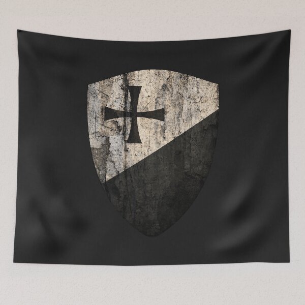 Item preview, Teutonic Flag Shield • Medieval Teuton German Relic  • Black Crusader Cross Emblem designed and sold by worldwarvintage.