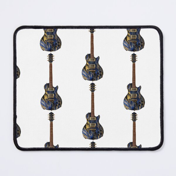 Item preview, Celestial Flow Guitar – Blue & Gold Abstract Electric Energy Art designed and sold by BigBobInk.