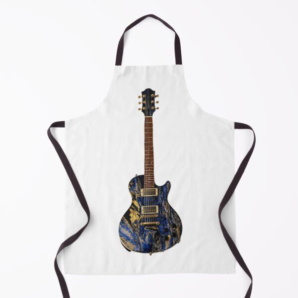 Item preview, Celestial Flow Guitar – Blue & Gold Abstract Electric Energy Art designed and sold by BigBobInk.