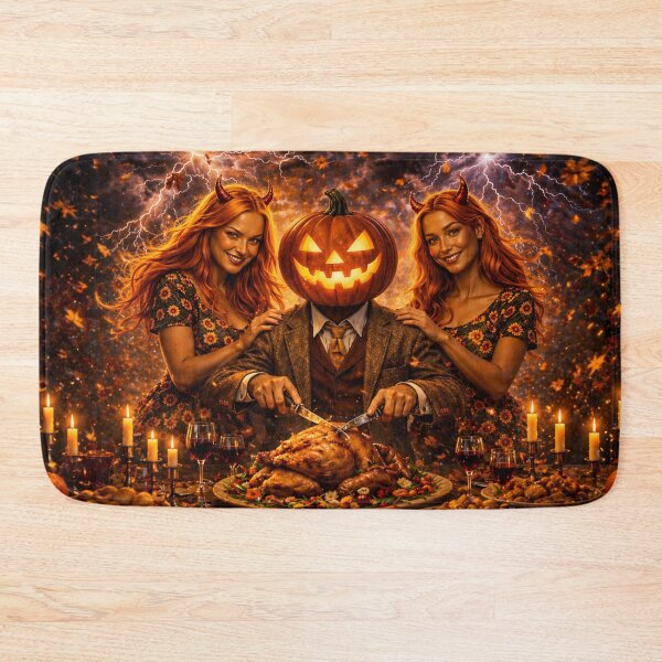 Item preview, Headless Horseman Devil Twins Feast – Gothic Halloween Fantasy Art designed and sold by TheHorsemanRidesAgain.