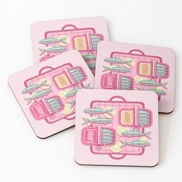 Item preview, Cute Retro Sardines with Lemon Slices. Pink Vintage Food Illustration designed and sold by MinimalAnGo.