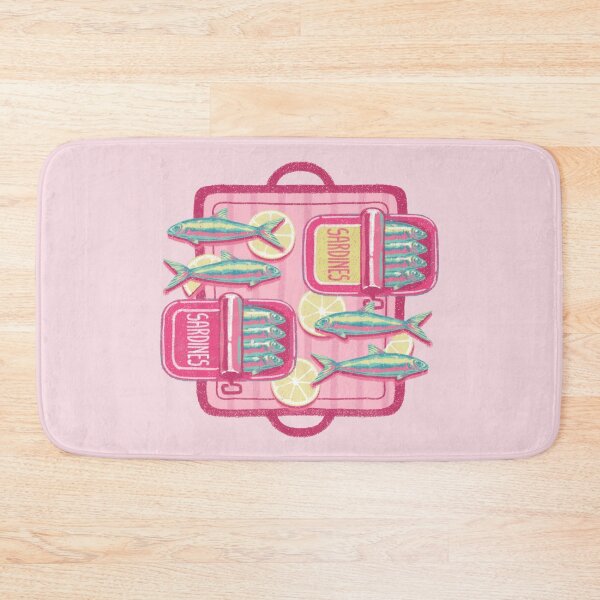 Item preview, Cute Retro Sardines with Lemon Slices. Pink Vintage Food Illustration designed and sold by MinimalAnGo.