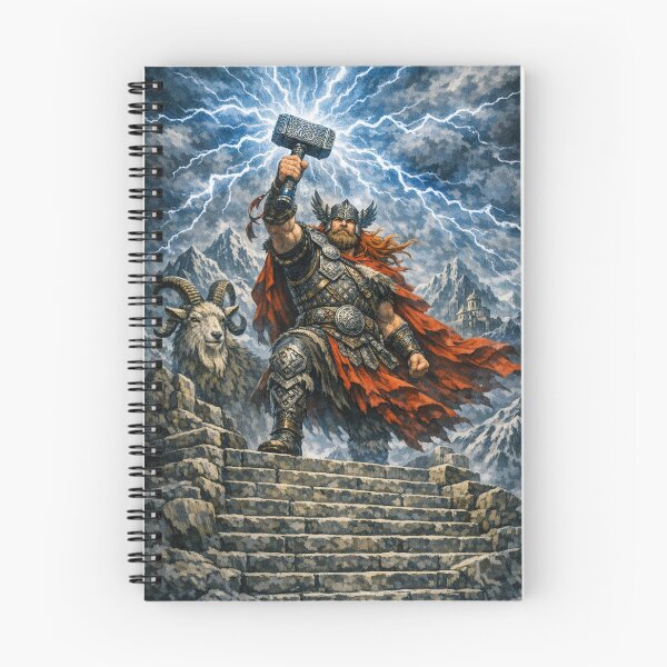 Item preview, The God Thor with his hammer releases powerful lightning into the sky designed and sold by ValhallaFantasy.