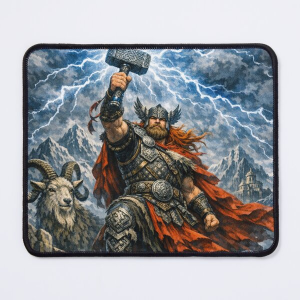 Item preview, The God Thor with his hammer releases powerful lightning into the sky designed and sold by ValhallaFantasy.