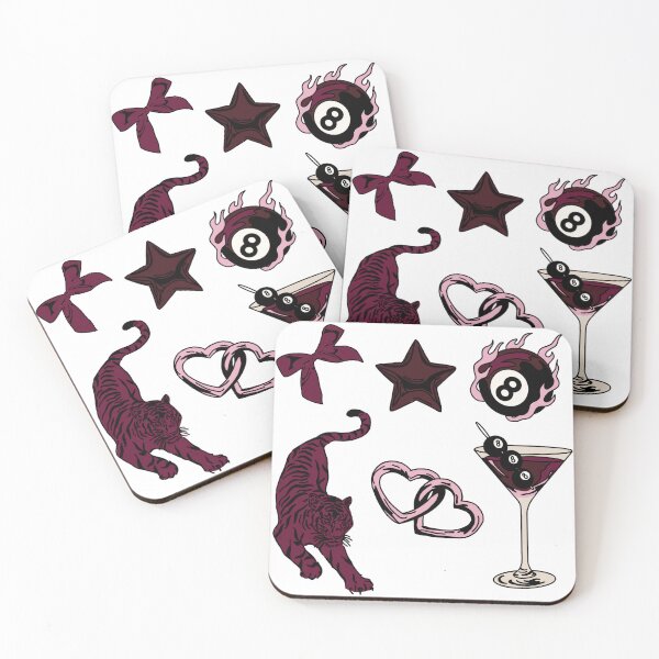 Item preview, Coquette Aesthetic Sticker Pack | Dark Coquette Y2K Pink Goth Stickers (Tiger, Martini, 8 Ball, Bow) – 6 Pack designed and sold by anahehe.