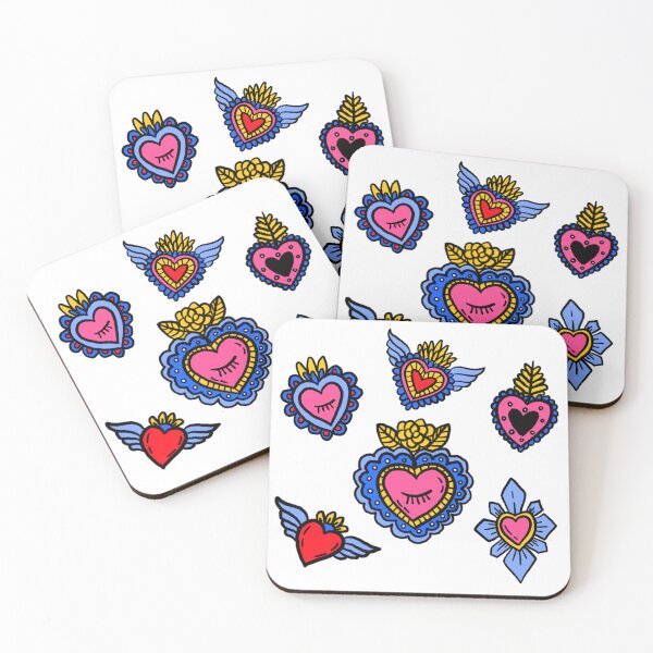 Item preview, Sacred Heart Sticker Pack | Tattoo Style Hearts, Mexican Folk Art, Colorful Heart Stickers designed and sold by anahehe.