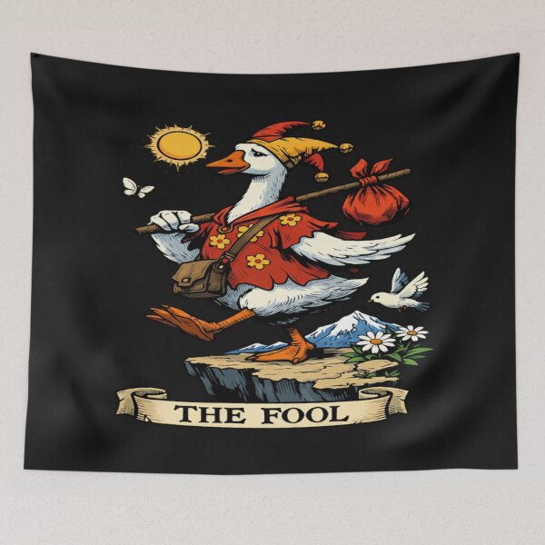 Item preview, The Fool Tarot Card Whimsical Goose Jester designed and sold by Tsugraf Designs.