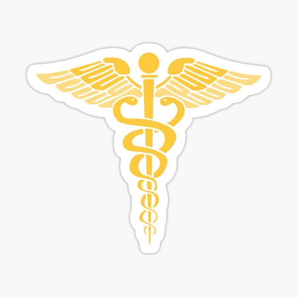 1x Orange Caduceus Sticker Medical Pharmacy Symbol Doctor #06 
