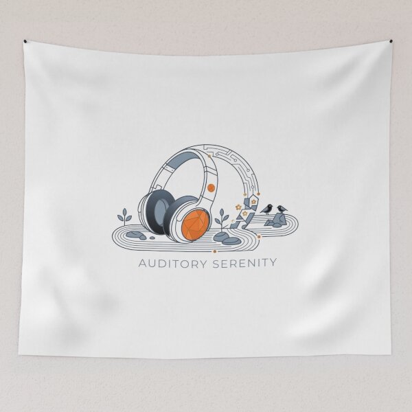 Item preview, Auditory Serenity Minimalist Headphone Zen Art designed and sold by Emamify.