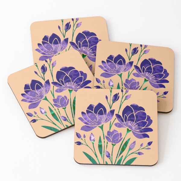 Item preview, Purple Floral Stencil Pouring Art designed and sold by GAP90.