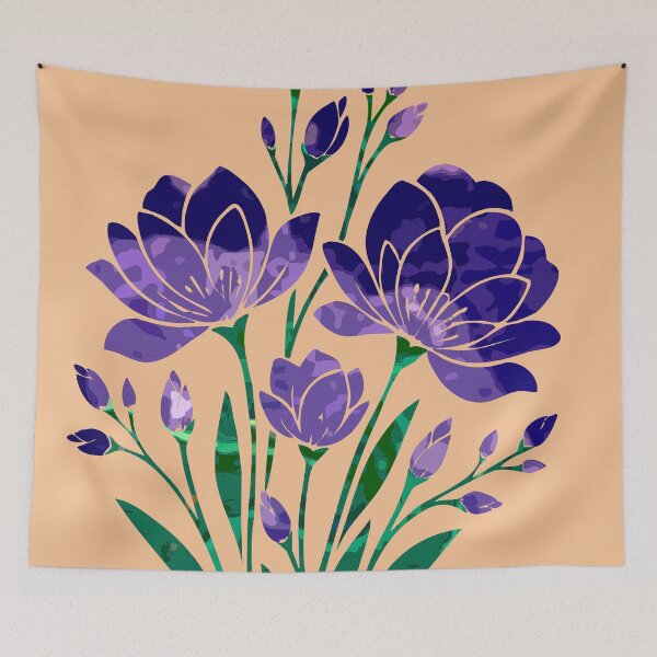 Item preview, Purple Floral Stencil Pouring Art designed and sold by GAP90.