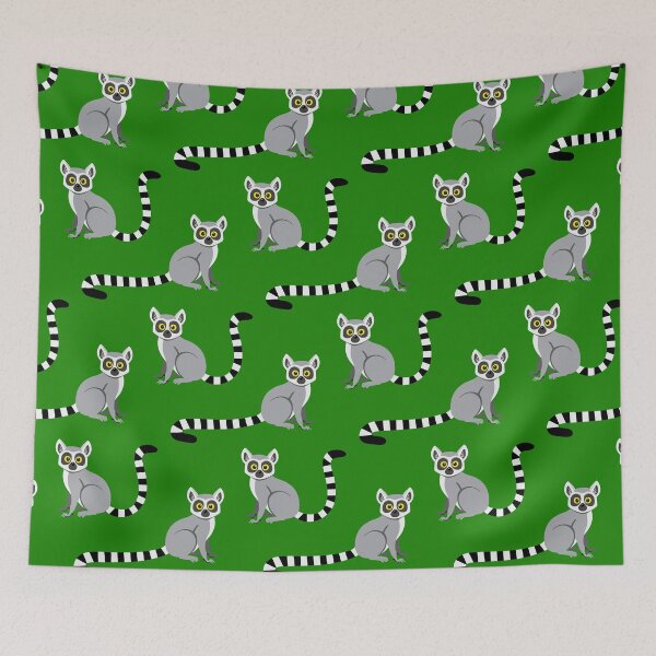 Item preview, Ring-tailed lemurs on green designed and sold by Jennifer Ladd.