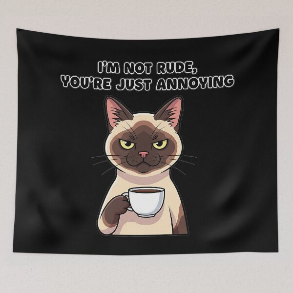 Item preview, Sarcastic Siamese Cat with Coffee designed and sold by UrbanPrts.