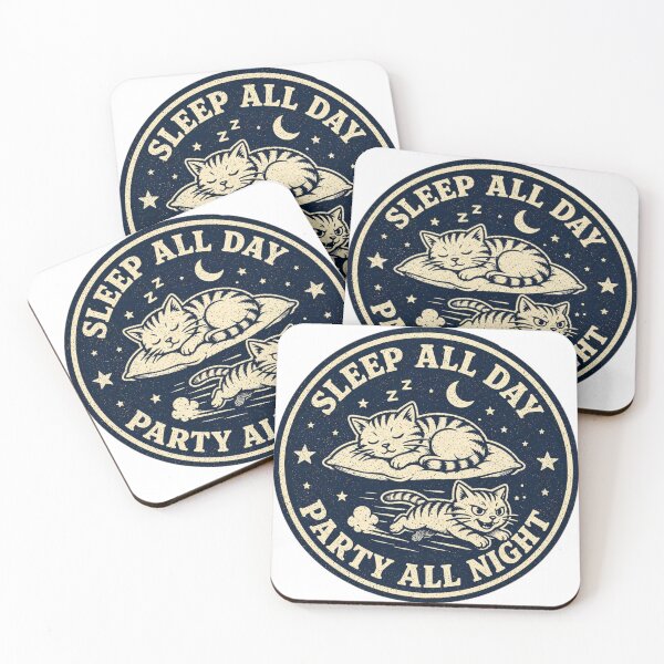 Item preview, Sleep All Day Party All Night Cat designed and sold by EastEndTownie.