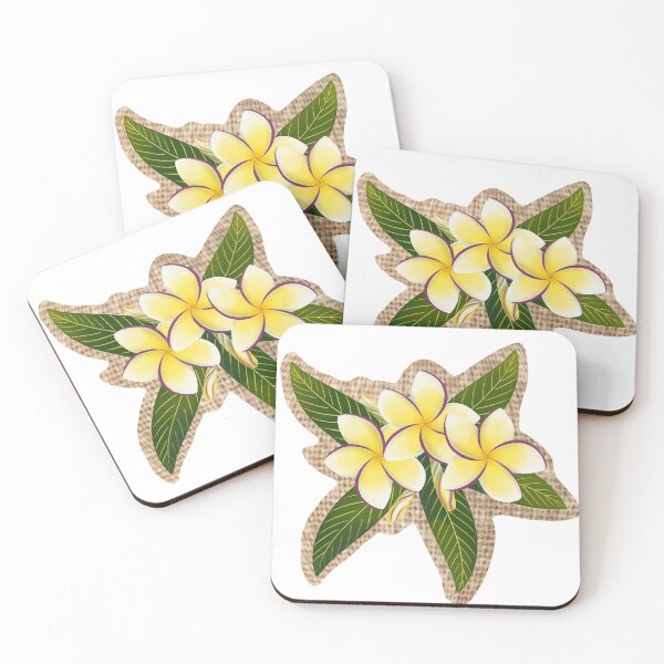 Item preview, Yellow and Plum Plumerias on Woven Fabric designed and sold by PeacePictured.