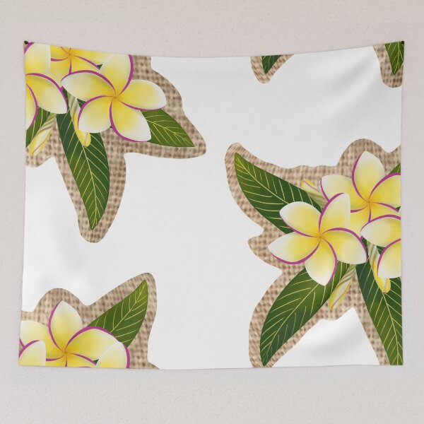 Item preview, Yellow and Fuchsia Plumerias on Woven Fabric designed and sold by PeacePictured.